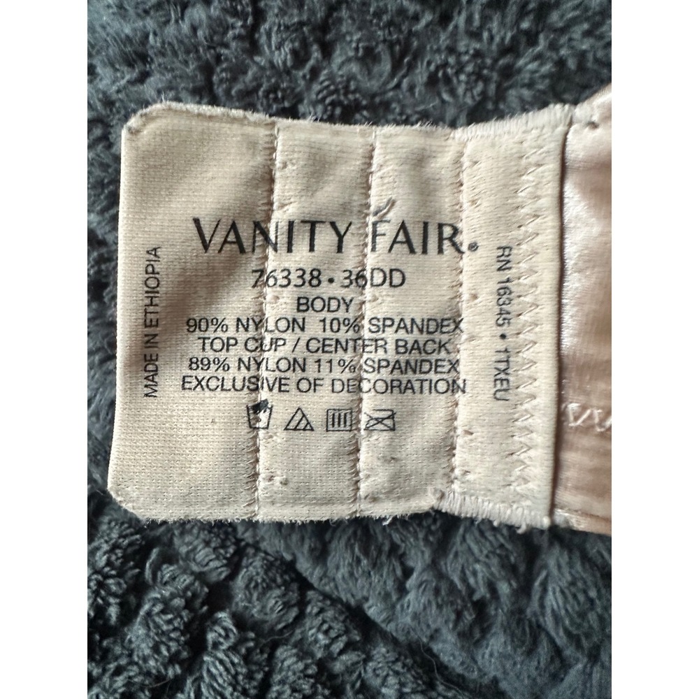Vanity Fair Beauty Back Full Figure Underwire Bra 36DD Beige 76338 Rhinestone - Picture 7 of 9